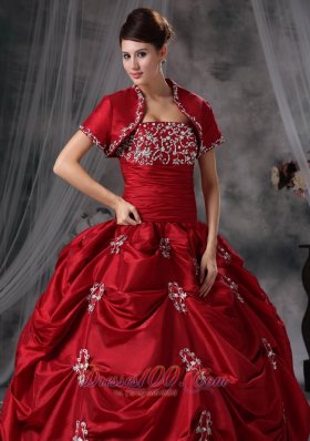 Red 16 Dresses Strapless Taffeta Appliques With Jacket