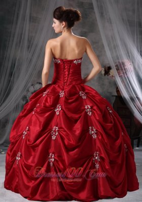 Red 16 Dresses Strapless Taffeta Appliques With Jacket