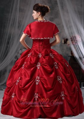 Red 16 Dresses Strapless Taffeta Appliques With Jacket