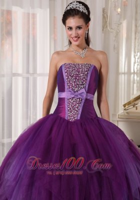 Elegant 2013 Purple Quinceanera Dress Tulle Beading