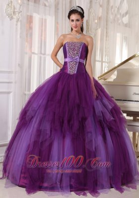 Elegant 2013 Purple Quinceanera Dress Tulle Beading