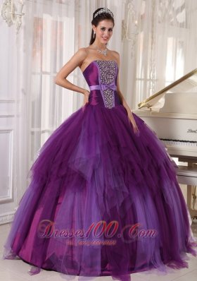 Elegant 2013 Purple Quinceanera Dress Tulle Beading