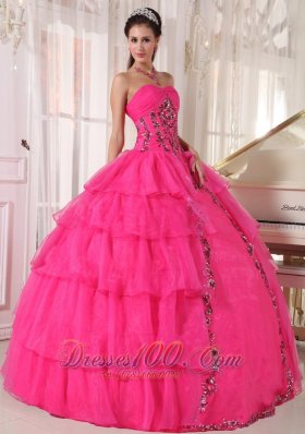 Fashionable Paillette Hot Pink Quinceanera Dress Sweetheart