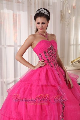 Fashionable Paillette Hot Pink Quinceanera Dress Sweetheart