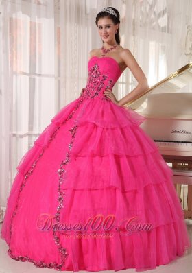 Fashionable Paillette Hot Pink Quinceanera Dress Sweetheart