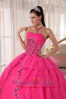 Fashionable Paillette Hot Pink Quinceanera Dress Sweetheart