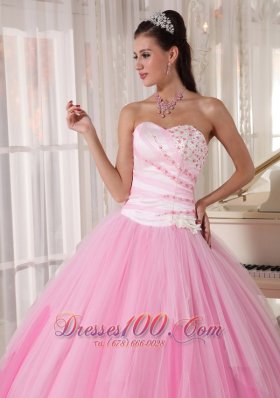 Perfect Beading Pink Quinceanera Dress Sweetheart Tulle