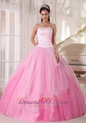 Perfect Beading Pink Quinceanera Dress Sweetheart Tulle