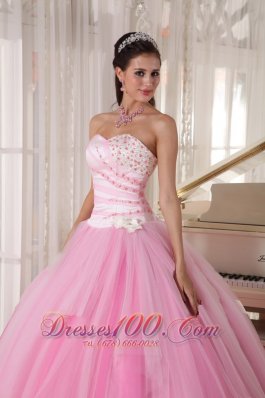 Perfect Beading Pink Quinceanera Dress Sweetheart Tulle