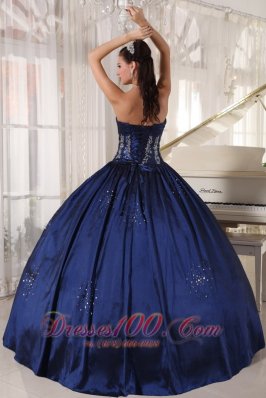 Navy Strapless Quinceanera Dress Embroidery and Beading