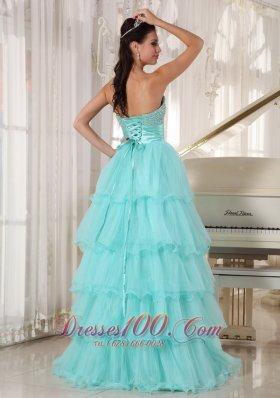 Apple Green Beading A-line Green Quinceanera Gowns Organza