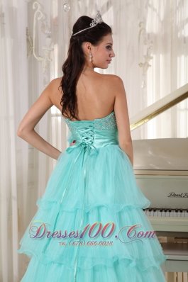 Apple Green Beading A-line Green Quinceanera Gowns Organza