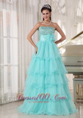 Apple Green Beading A-line Green Quinceanera Gowns Organza