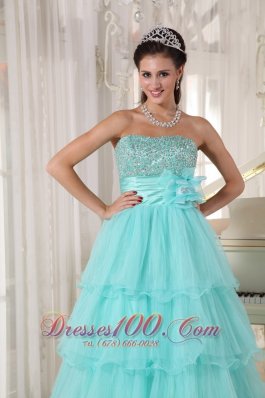 Apple Green Beading A-line Green Quinceanera Gowns Organza