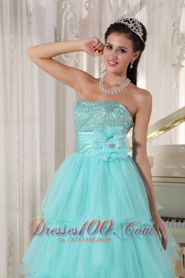 Apple Green Beading A-line Green Quinceanera Gowns Organza