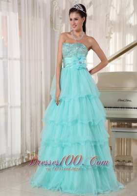 Apple Green Beading A-line Green Quinceanera Gowns Organza