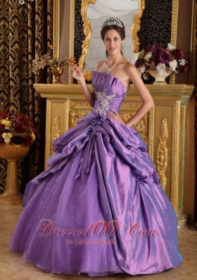 Lavender Sweet 16 Dresses Strapless Flowers and Appliques