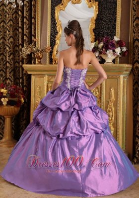 Lavender Sweet 16 Dresses Strapless Flowers and Appliques