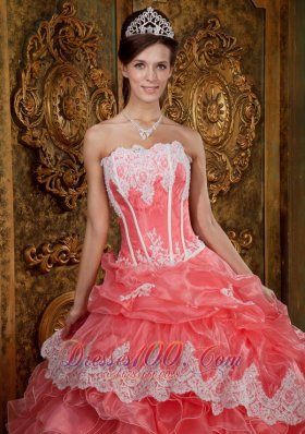 Waltermelon Sweet sixteen Dresses Strapless Organza Appliques Ruffles