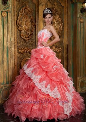 Waltermelon Sweet sixteen Dresses Strapless Organza Appliques Ruffles