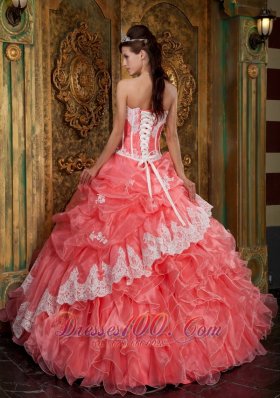 Waltermelon Sweet sixteen Dresses Strapless Organza Appliques Ruffles