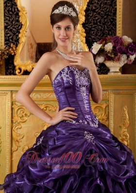 Purple Sweet 16 Dress Sweetheart Ruffles Organza Ball Gown