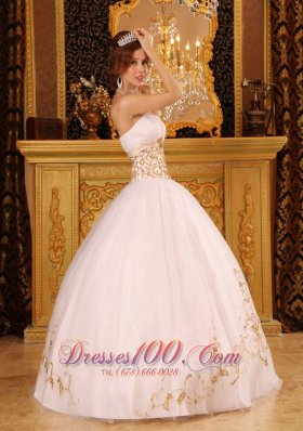 Satin and Organza White Appliques Dresses for Quinceaneras