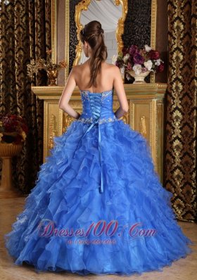 Strapless Royal Blue Quinceanera Dress Ruffles With Appliques