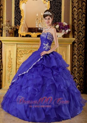 Purple Quinceanera Dress Sweetheart Ruffles Organza Ball Gown