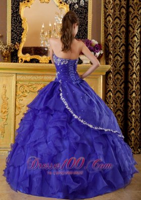 Purple Quinceanera Dress Sweetheart Ruffles Organza Ball Gown