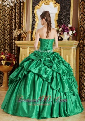 Ball Gown Green Quinceanera Dress Taffeta Beading