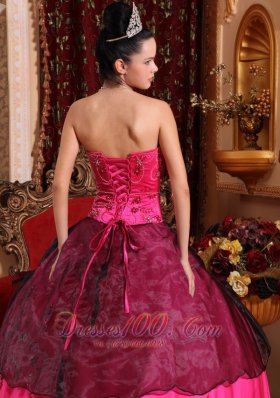 Embroidery with Beading Hot Pink Satin Quinceanera Dress