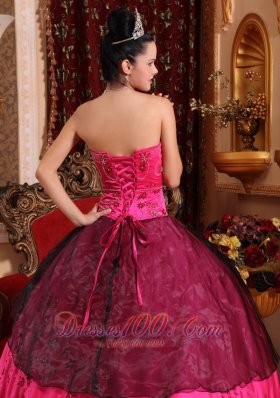 Embroidery with Beading Hot Pink Satin Quinceanera Dress