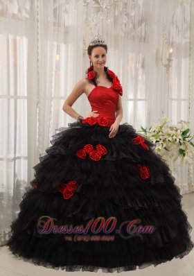 Halter Colorful Ball Gown Taffeta and Organza Hand Flowers 16 Dress