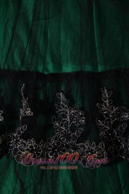 Dark Green Dresses for Quince Ball Gown Taffeta and Tulle Appliques