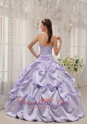 Lilac Sweet 16 Dress Taffeta Appliques Ball Gown