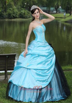 Beaded Aqua Blue Taffeta 2013 Quinceanera Dress On Sale