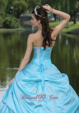 Beaded Aqua Blue Taffeta 2013 Quinceanera Dress On Sale