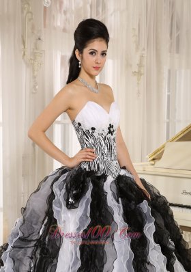 Multi-color organza Ruffles Quinceanera Dress With Appliques