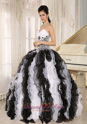 Multi-color organza Ruffles Quinceanera Dress With Appliques