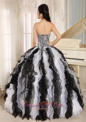 Multi-color organza Ruffles Quinceanera Dress With Appliques