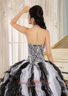 Multi-color organza Ruffles Quinceanera Dress With Appliques