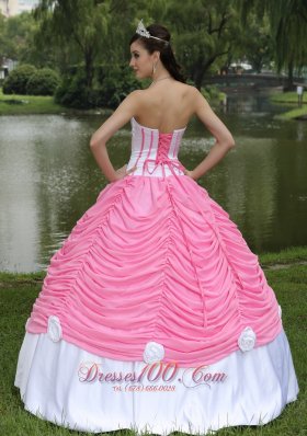 Quinceanera Dress With Pick-ups Rose Pink Chiffon Satin