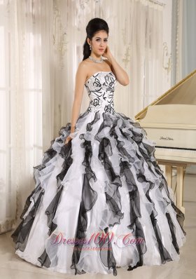 Multi-color Quinceanera Gowns Embroidery and Ruffles Organza