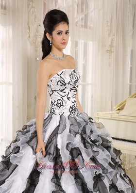 Multi-color Quinceanera Gowns Embroidery and Ruffles Organza