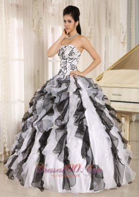 Multi-color Quinceanera Gowns Embroidery and Ruffles Organza