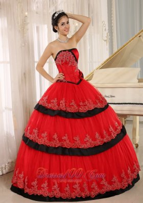 Red Handmade Flowers Lace for 2013 Quinceanera Dress