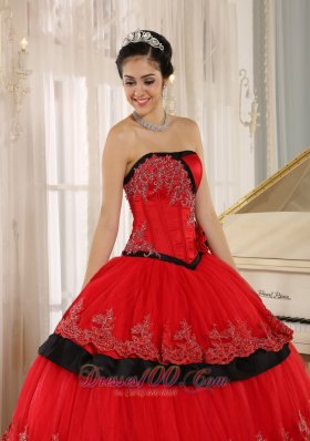 Red Handmade Flowers Lace for 2013 Quinceanera Dress