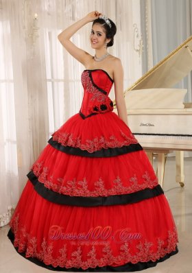 Red Handmade Flowers Lace for 2013 Quinceanera Dress