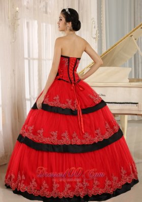 Red Handmade Flowers Lace for 2013 Quinceanera Dress